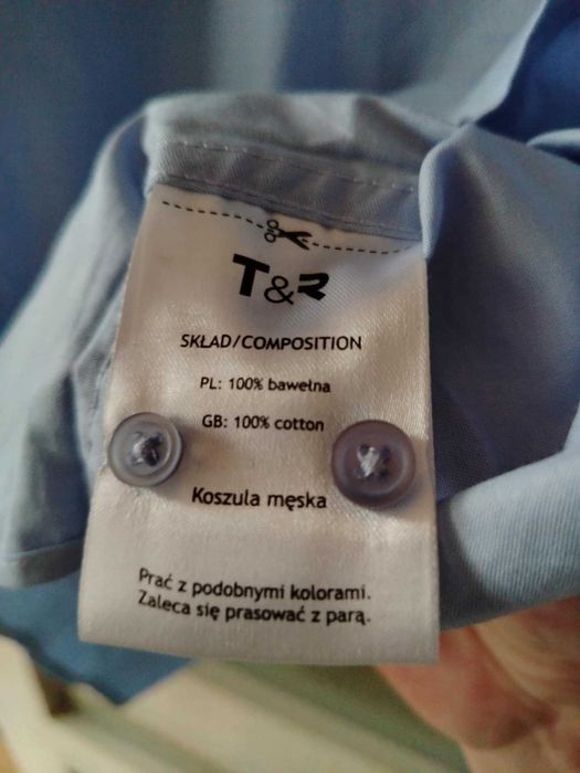 Elegancka błękitna koszula męska XXL slim fit bawełna duża