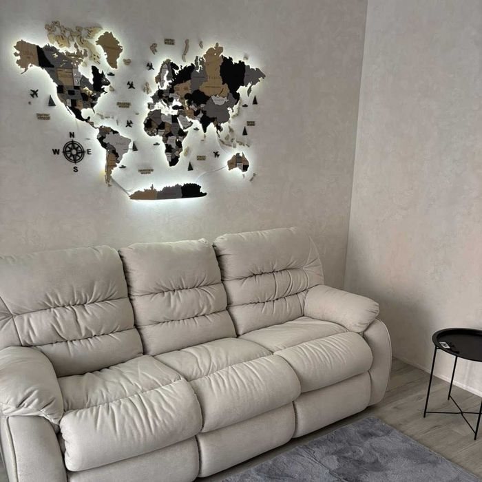 Мапа світу багатошарова з підсвіткою Карта мира с подсветкой декор