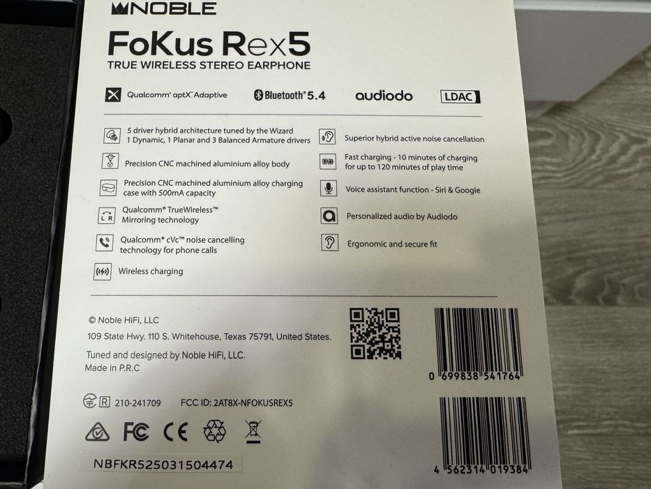 Навушники TWS бездротові Noble Audio Fokus Rex 5