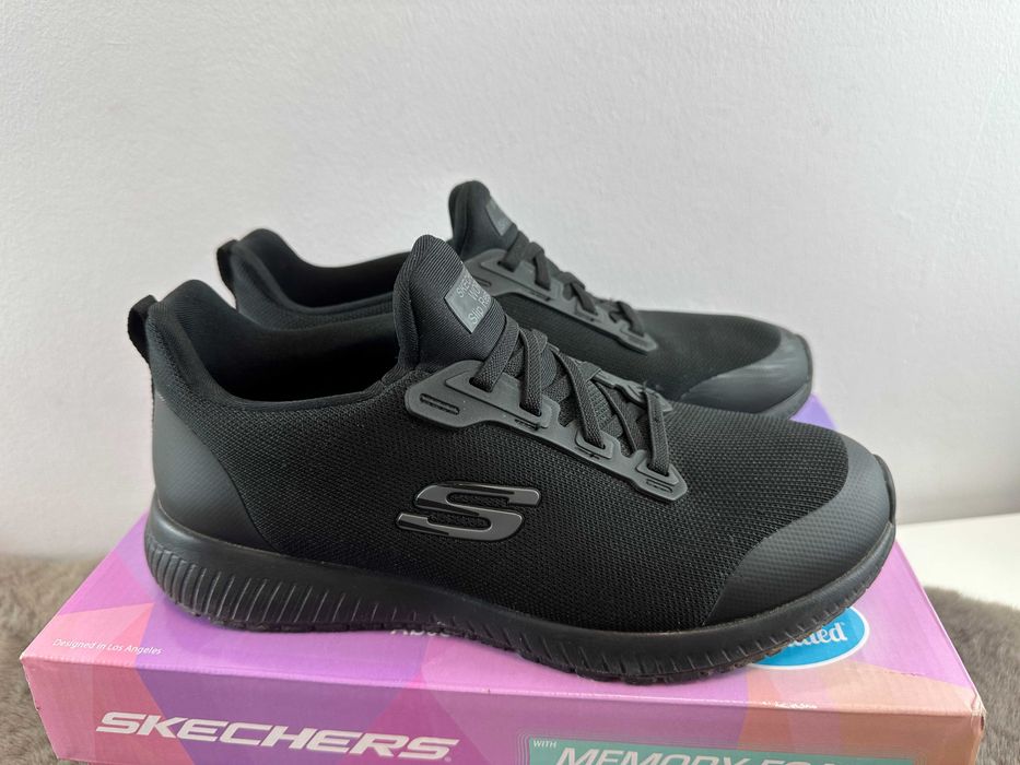 Buty damskie czarne trampki skechers work slip resistant 39