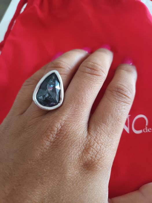 Colar UNO de 50 libelinha pedra azul novo com dustbag brincos e anel