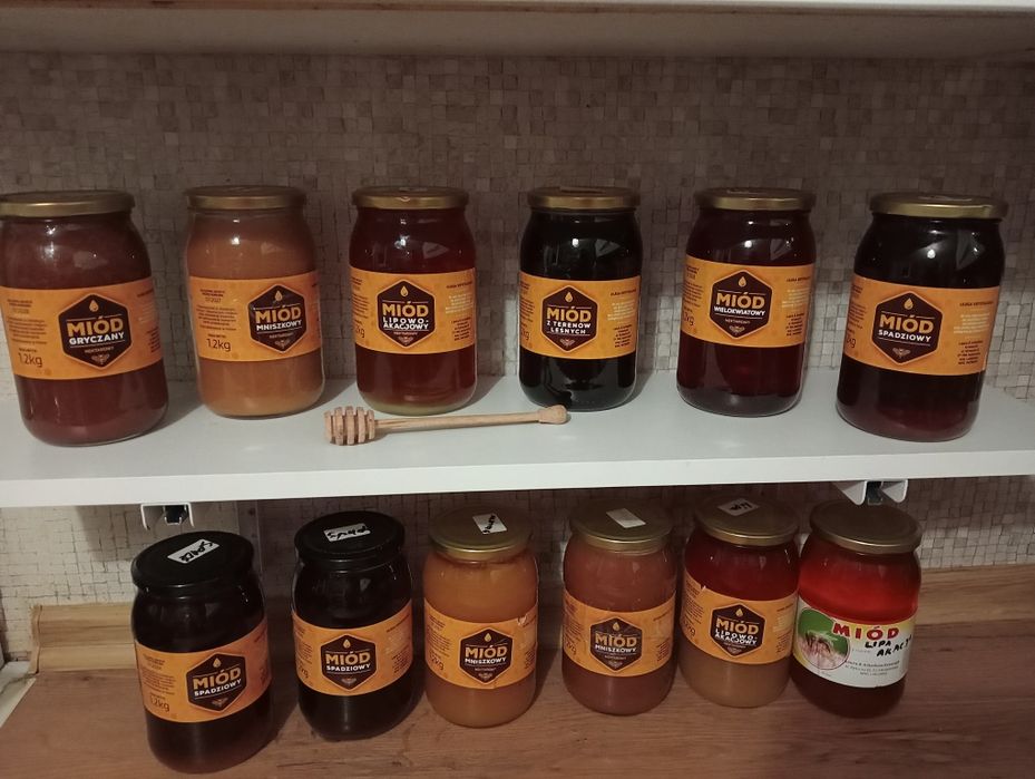 Miody  naturalne 0,9 litra 1,2 kg