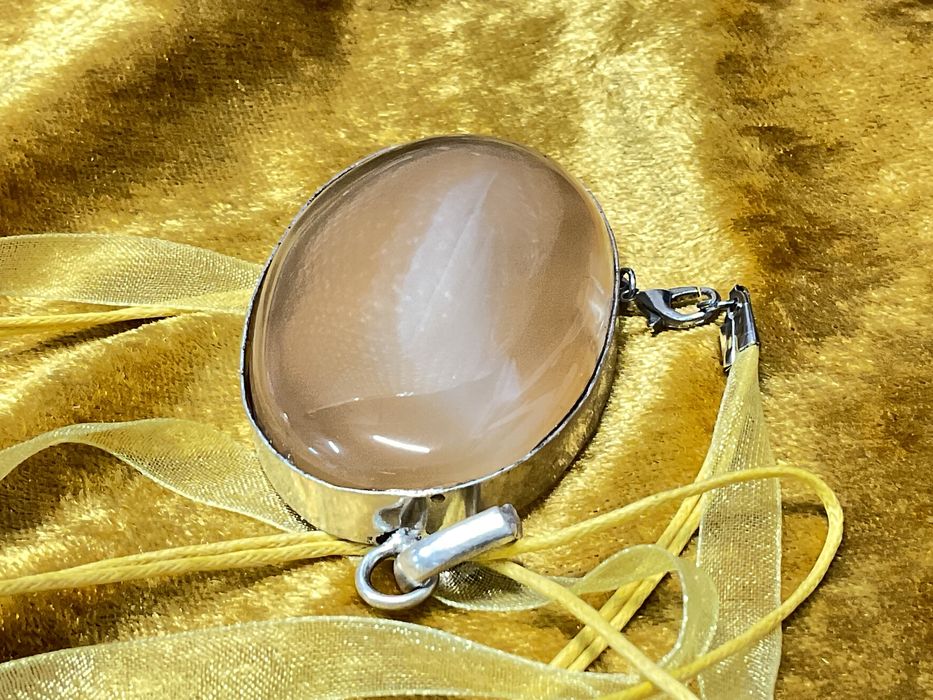 Pendente prata 925 fio cabedal seda 7 cm