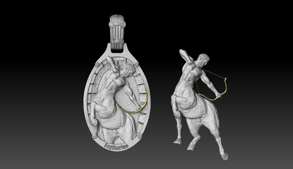 Złoty znak zodiaku Strzelec jako relief Wisior Zawieszka 18g próba 585