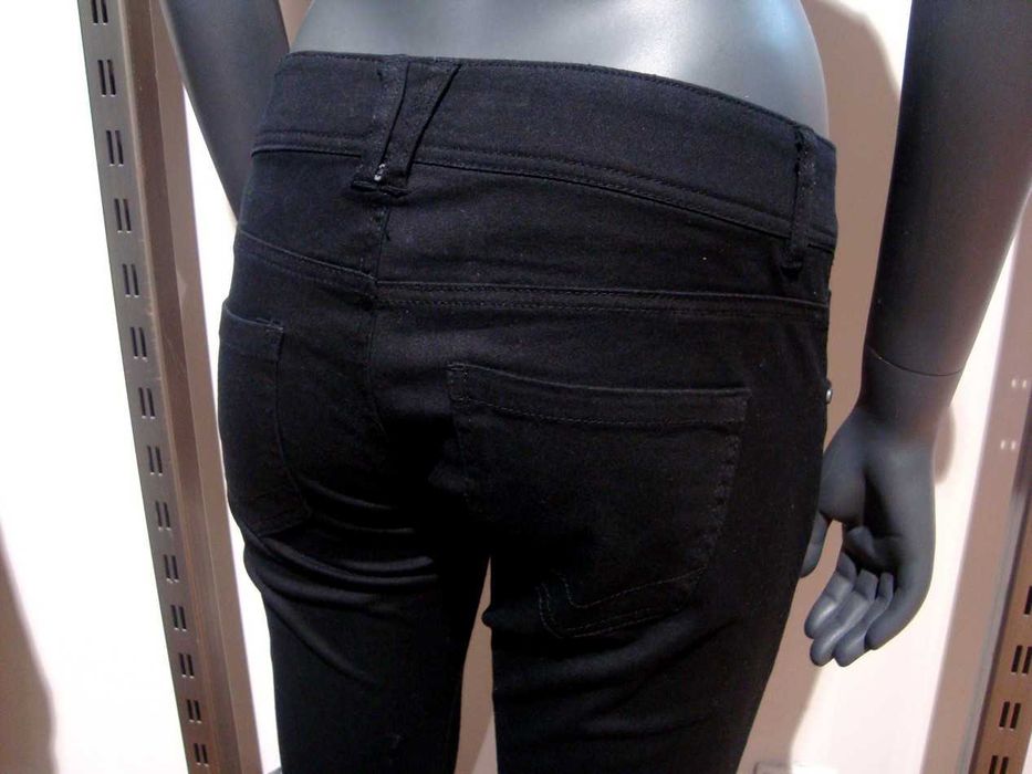 Czarne Proste Jeansowe Spodnie S