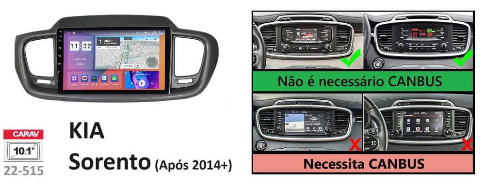 (NOVO) Rádio 2DIN • Kia SORENTO • (2002 até 2020) • Android [4+64GB]