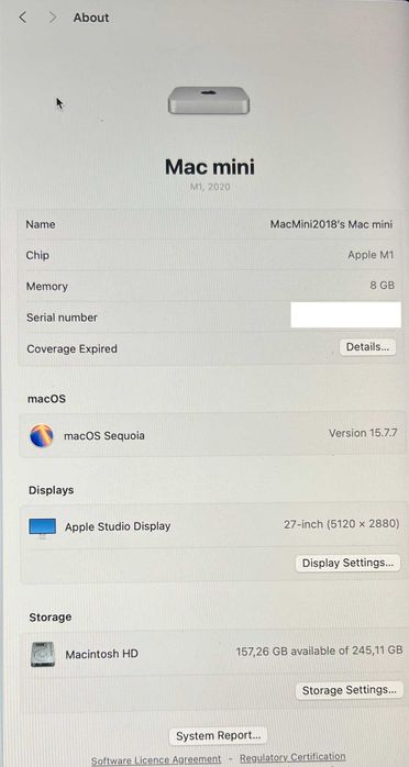 Mac Mini Apple M1 (8GB / 256GB) – Como Novo + Caixa Original
