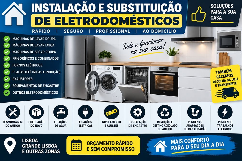 Instalação e Substituição de Eletrodomésticos ao Domicílio
