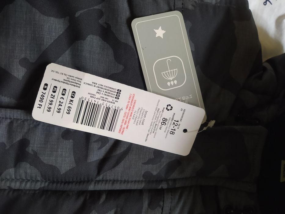 Kurtka szara w dinozaury FF 12/18 miesiecy