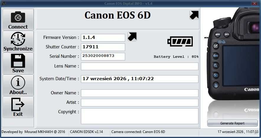 Canon EOS 6D przebieg 18 tys. lustrzanka