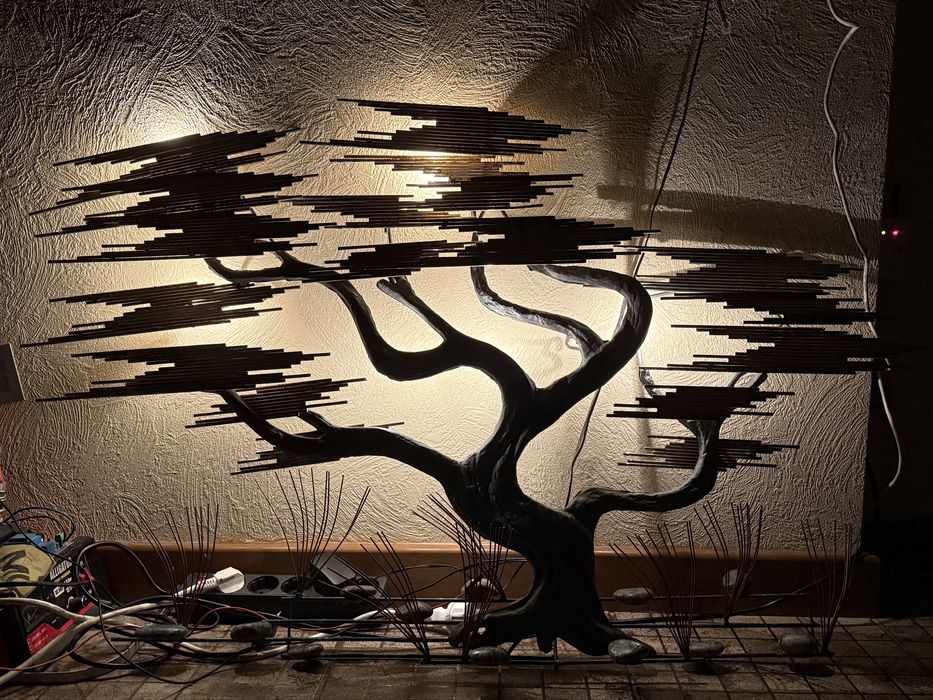 Скульптура панно «Бонсай» з теплим підсвічуванням