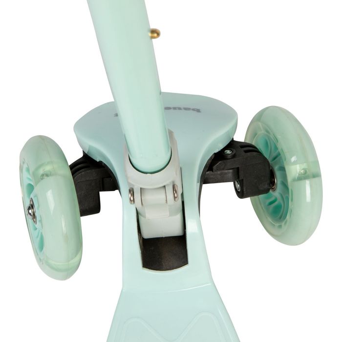 Seledynowa balansowa hulajnoga składana trójkołowa z kołami LED