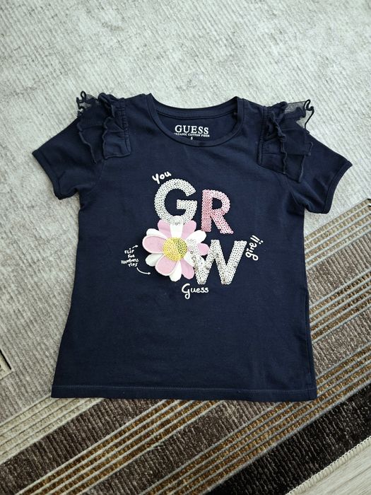 GUESS! Śliczna bluzeczka bawełniana z tiulem i kwiatkami roz 5