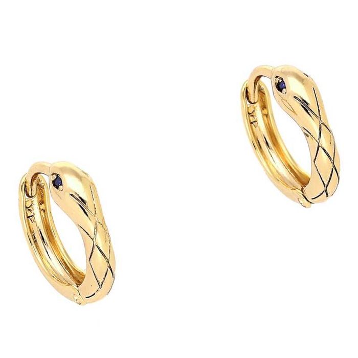 83774 Kolczyki 18k pozłacane 13/4 MM elegancka żmija z cyrkoniami