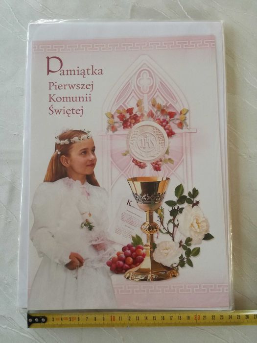 Kartka XL z życzeniami I Komunia Święta