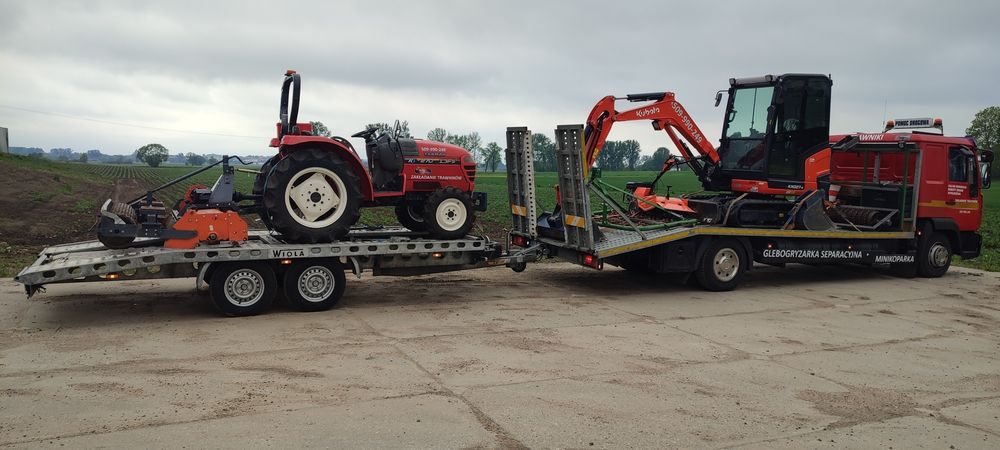 Usługi glebogryzarka separacyjna zakładanie trawników minikoparka 3 t trawa z rolki siatka na krety automatyczne nawadnianie