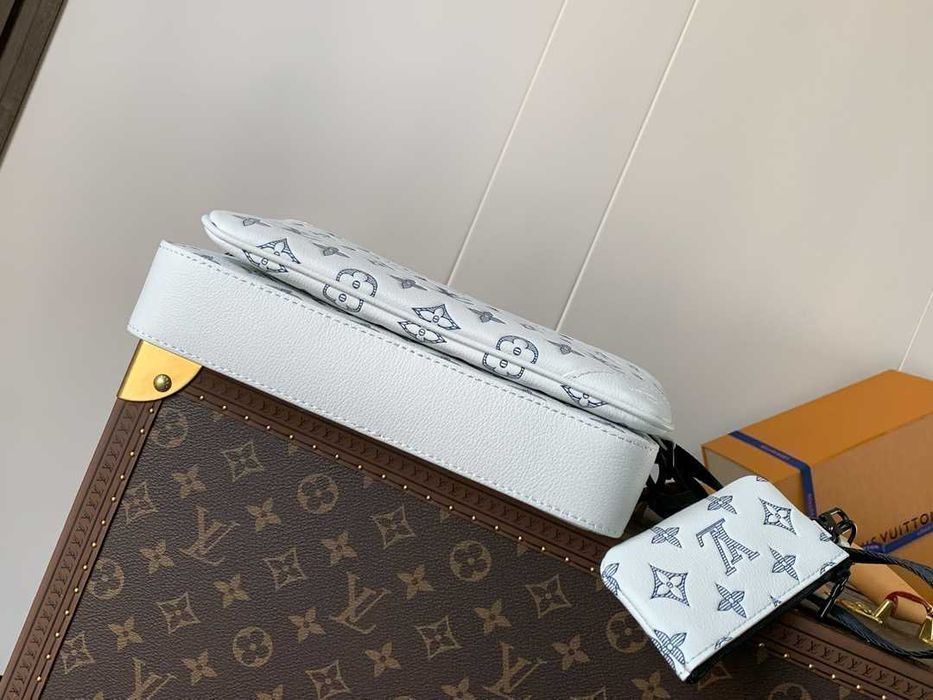 LOUIS VUITTON TRIO 3в1 мужская сумка белая кожаная кожа оригинал