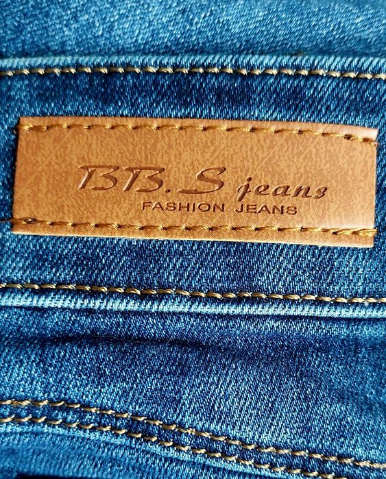 Bawełniane granatowe elastyczne spodnie jeansowe damskie, R. 46