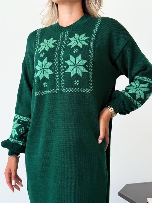 Жіноча стільна вязаная Сукня з орнаментом. 44-58р