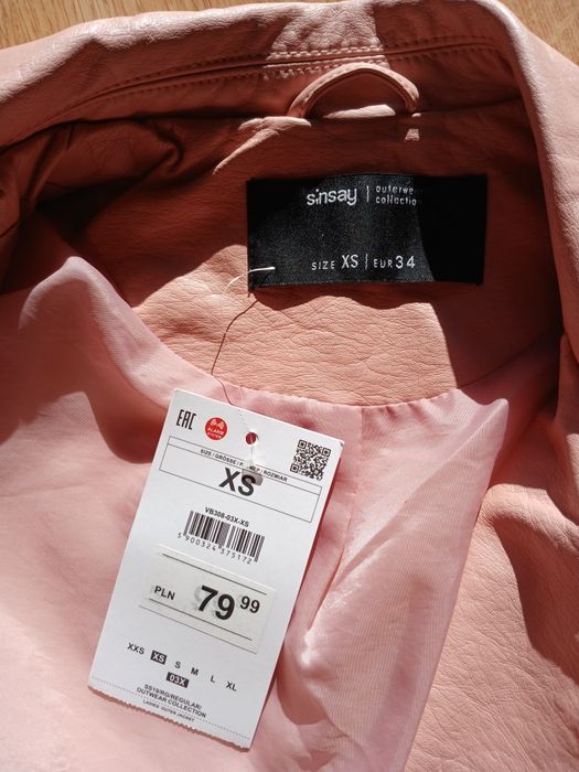 Różowa kurtka skórzana ramoneska Sinsay XS