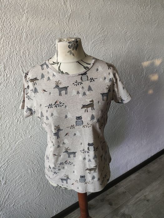Wzorzysty t-shirt damski 38 M Next 100% bawełna