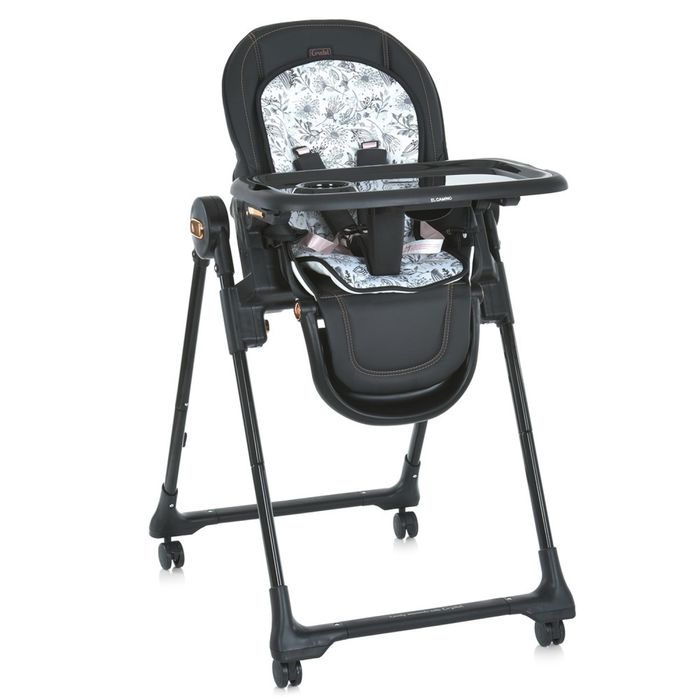 El Camino Crystal ME 1037-B стільчик для годування на коліщатках (чохол з екошкіри, м'який матрацик, захист від сповзання)