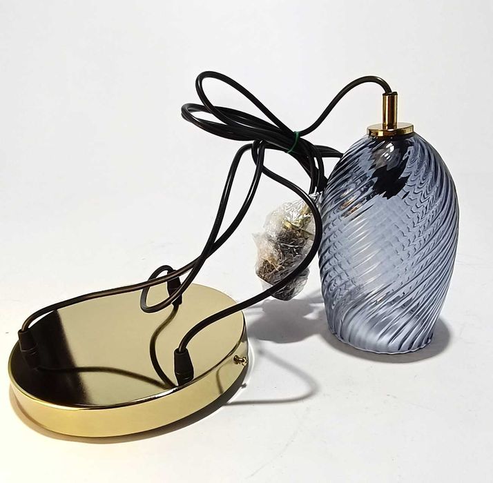 Candeeiro Suspensão 3 Cúpulas de Vidro com metal Dourado (Nova)