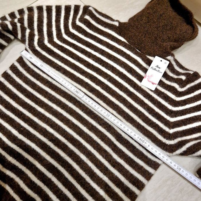 Brązowy golf w paski | miękki sweter | jesień zima | nowy