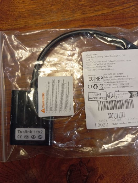 TOSLINK Kabel rozdzielający, adapter 1 na 2