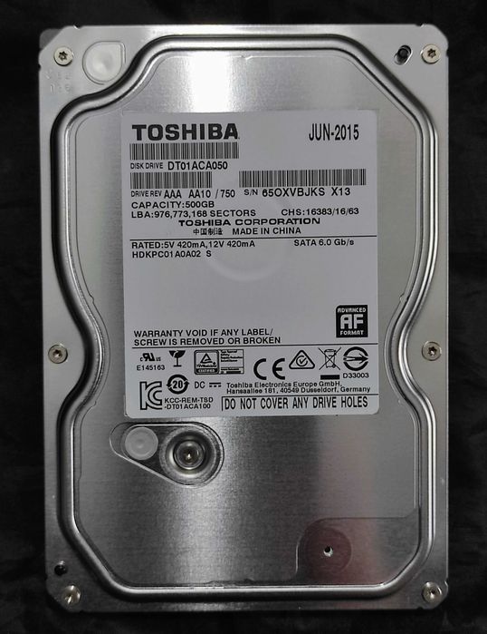 3.5" SATA Internal HDD Toshiba 500GB64738880374146120