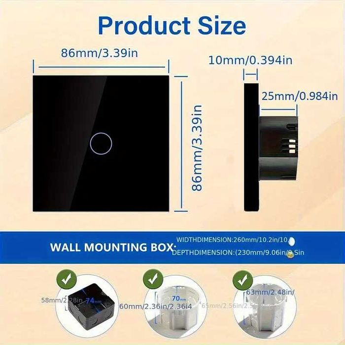 Nowoczesny 2 szt przełącznik dotykowy z hartowanego szkła