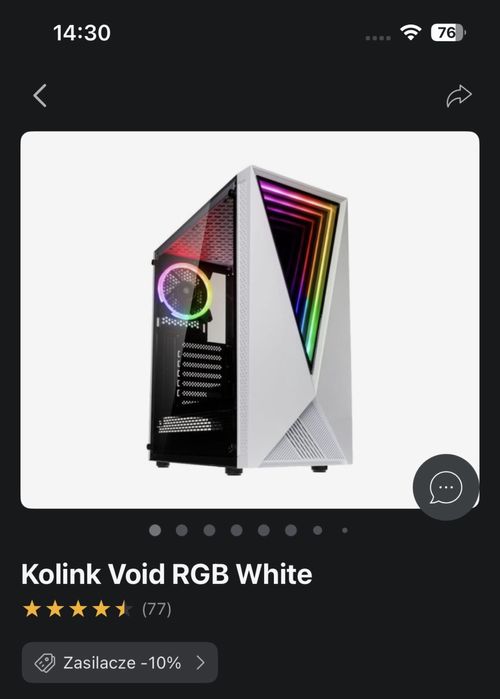Obudowa komputera Kolink void RGB biała