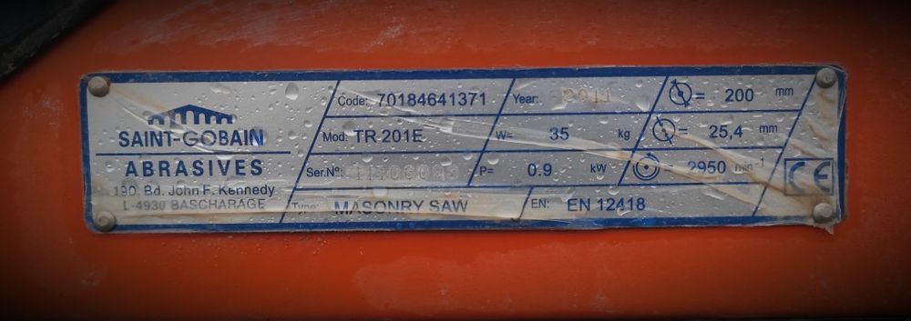 Maszyna do cięcia płytek, gresu  Norton  TR 201E przecinarka