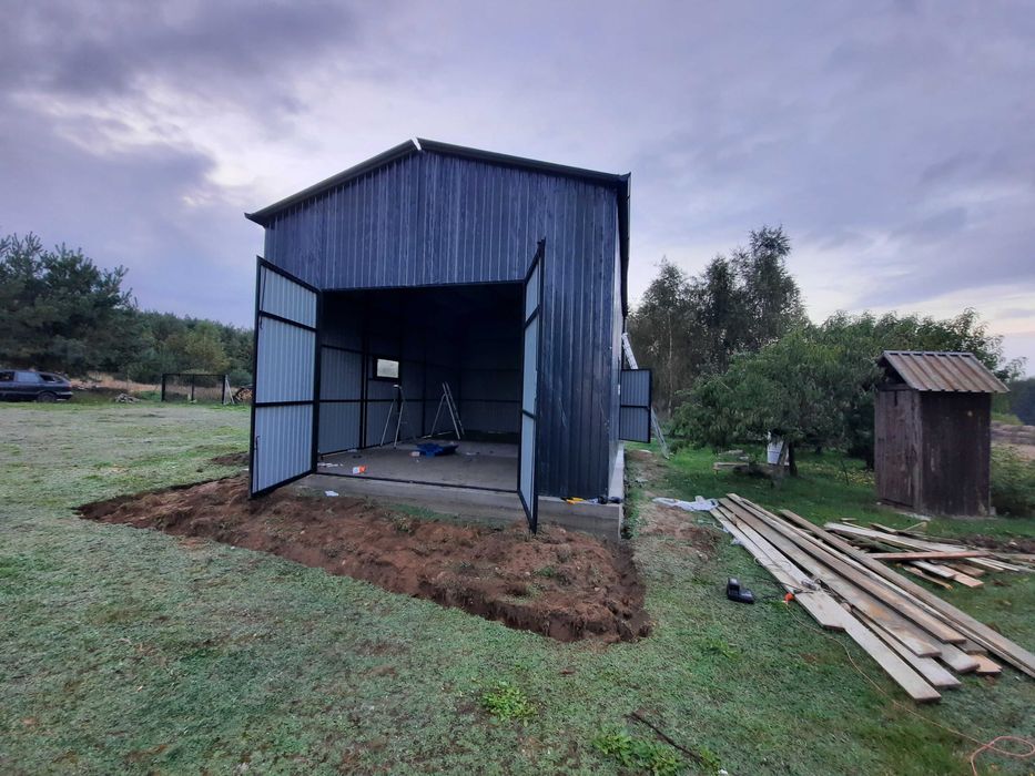 Garaż Blaszany GRAFITOWY | MAGAZYN HALA | Blaszak- Wiata | - ESSTAL-