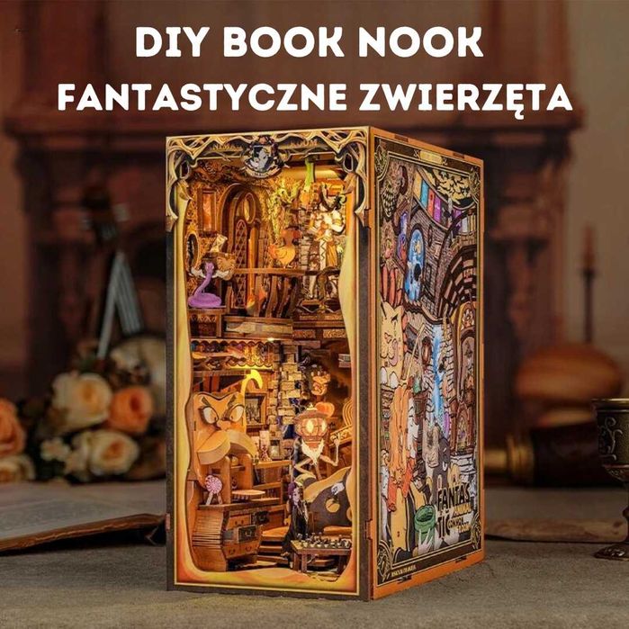 miniaturowy domek fantastyczne zwierzęta book nook puzzle