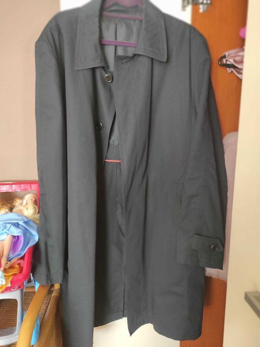 Elegancki markowy lekki płaszcz męski Warmia  czarny XXL