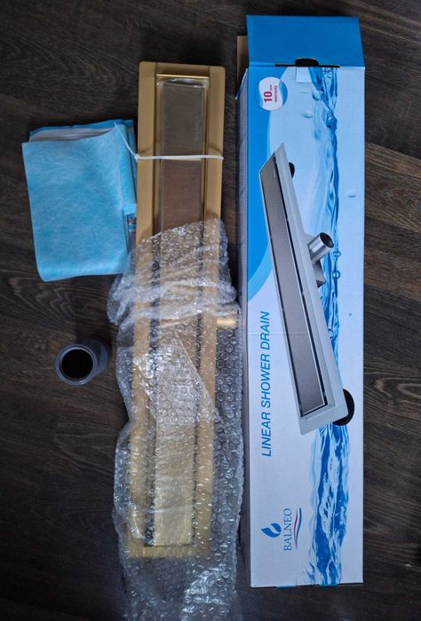 Odpływ liniowy 60 cm podłogowy , złoty Balneo Duplex Next Gold