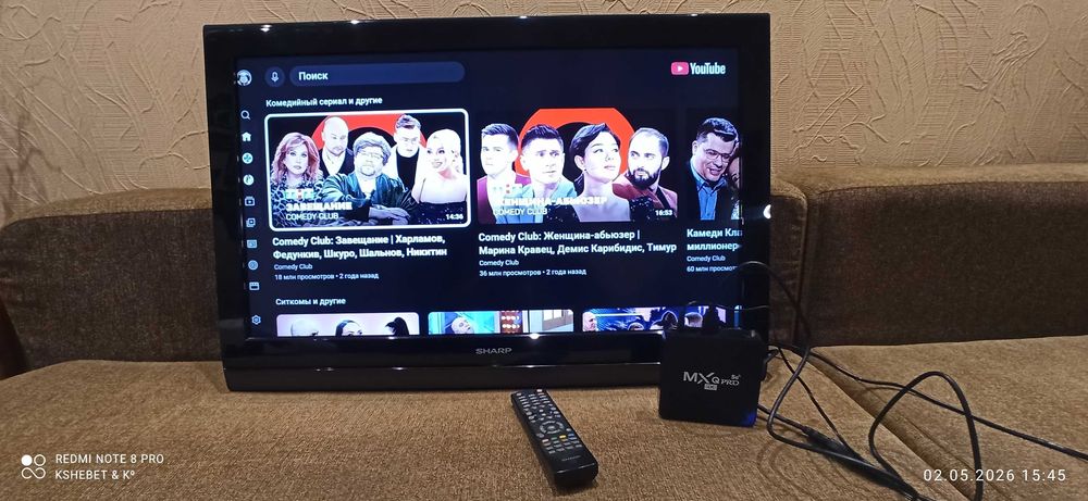 Телевизор SHARP 32" + смарт приставка MX Q pro 4K 5G