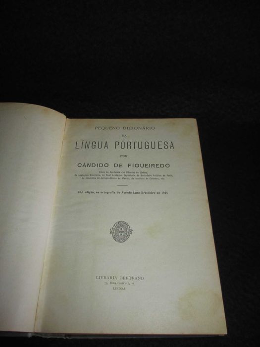Livro Pequeno Dicionário da Língua Portuguesa Cândido de Figueiredo