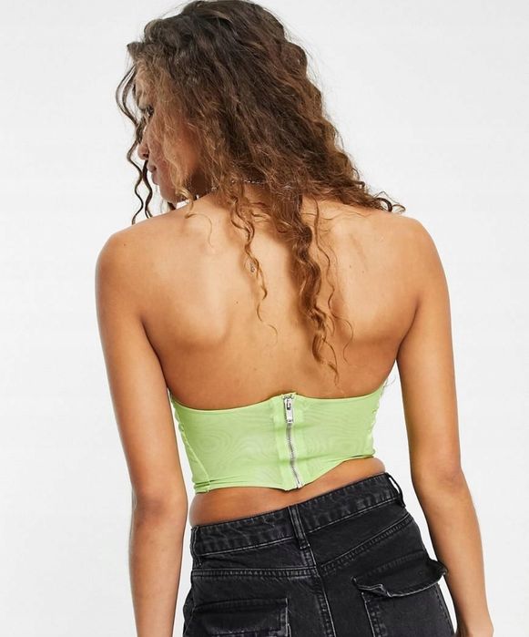 Bershka top gorset nowy XS S M zielony