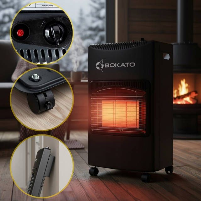 Портативний газовий обігрівач Bokato 4100 Вт для приміщень + шланг + редуктор