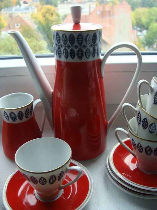 Serwis kawowy Freiberger Porcelain Mocca z lat 70. NRD