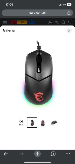 Myszka gamingowa MSI Clutch GM11 Czarny