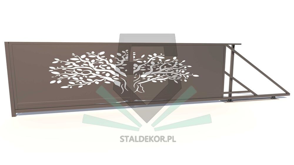 Brama przesuwna 4m, 5m, 6m, wycinana laserowo CNC, panelowa.
