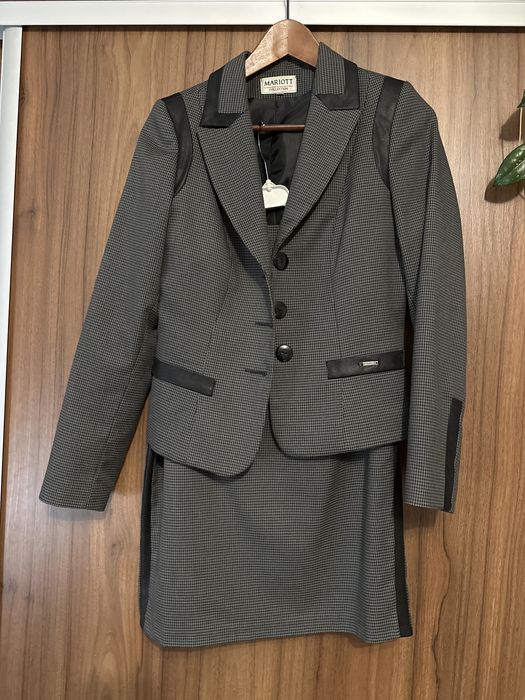 Garnitur damski pepitka spódnica marynarka klasyczny krata 36/38