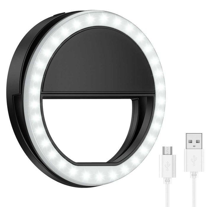 Ring LED Ring Light for Smartphone, Tablet, and Portable Devices, 9 cm, 3 Light Levels64739396757121122