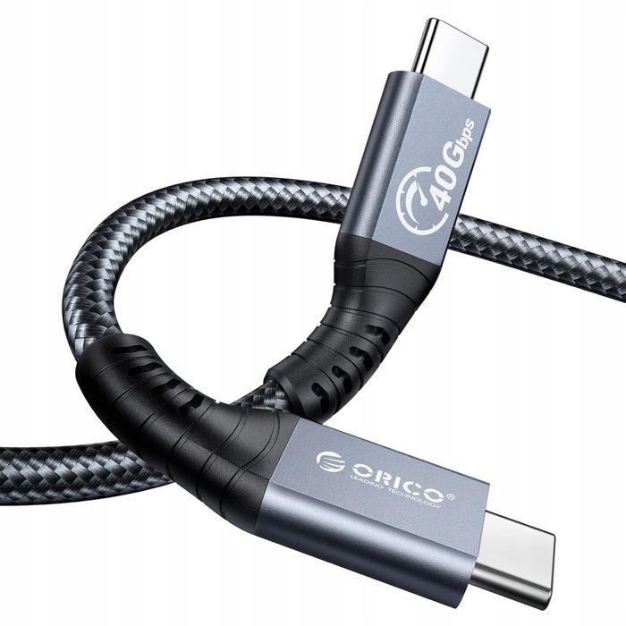 Kabel 0,8m ORICO dla Thunderbolt 4, prędkość transferu 40 Gb/s