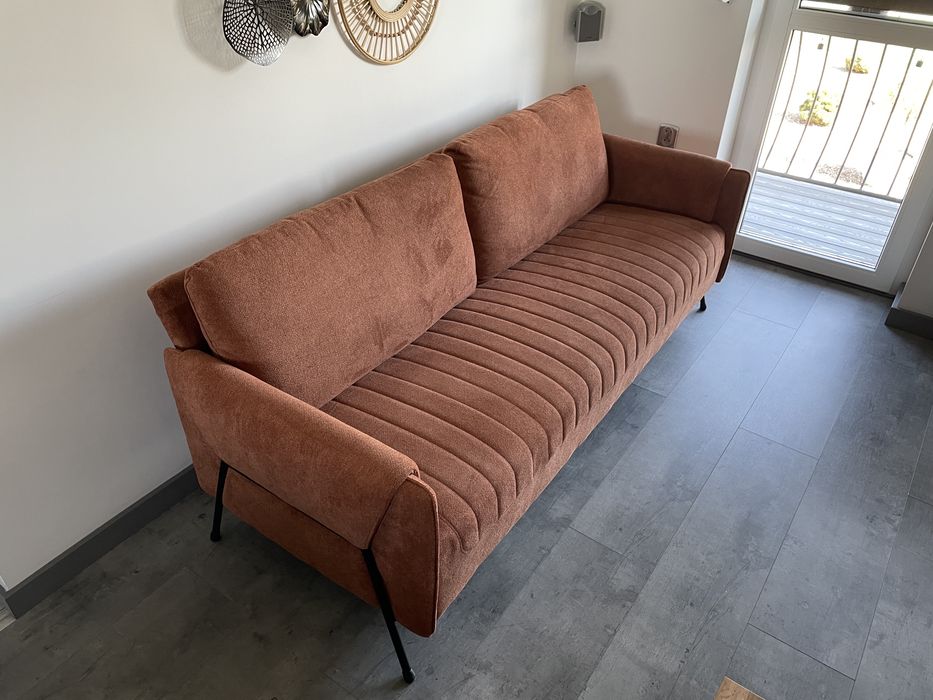 RENKA Sofa, kanapa 3-osobowa, brązowa