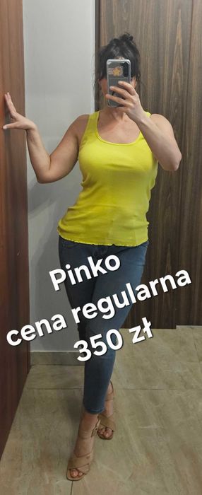 Żółta limonkowa bokserka bluzka top Pinko