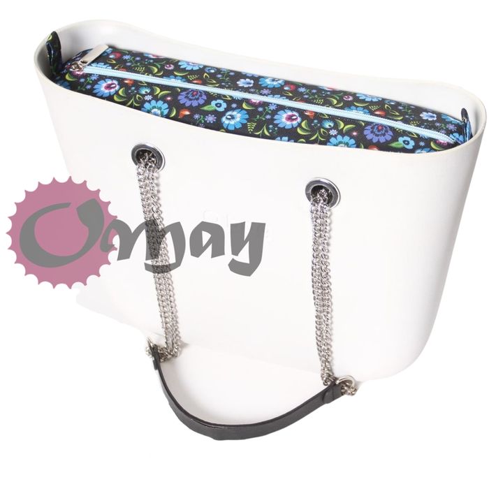 organizer OBAG MINI czarny folk błękit 2 kieszenie wkład OMAY.PL